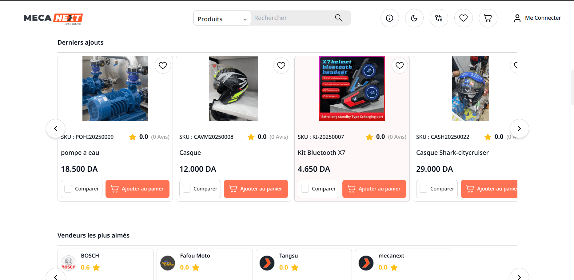 MecaNext order and logistics interface